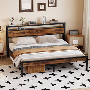 Queen King <strong>Bed</strong> Frame with Headboard and Footboard Metal Platform <strong>Bed</strong> <strong>Easy</strong> to Install Sturdy and Stable No Box Springs Needed - Product Image 5