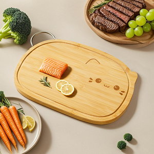 식사 준비 스테이크 서빙 만들기를위한 주스 홈이있는 고기 정육점 블록을위한 뒤집을 수있는 경량 대나무 도마 - Product Image 6