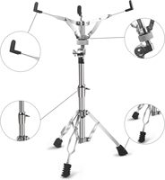 AOOLOO Adjustable Aluminum Alloy Straight Boom Cymbal Hi-Hat Snare Drum Throne Set Percussion Model 25 High Instrument Stand