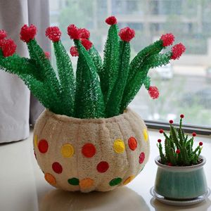 Pots de fleurs Art Déco modernes et créatifs en gros, ornements de bureau avec plantes artificielles, décorations en loofah et paniers de fleurs - Product Image 3