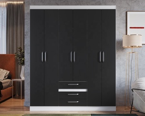 Armoire de style moderne ESSENTIAL 6 portes 3 tiroirs Meubles de chambre à coucher en bois Panneau de particules Couleur blanche/noire Design brésilien - Product Image 5