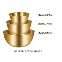Bol à salade coréen en acier inoxydable de 17 cm, bassine de cuisson multifonctionnelle, bol à nouilles rond doré/argenté