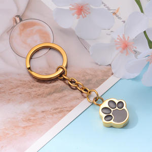 מחזיק מטבעות מיני עמיד למים מפלדת אל-חלד, מחזיק מפתחות בצורת כף רגל מצוירת, מזכרת לאפר של כלבים וחתולים, תכשיט להלוויה - Product Image 6