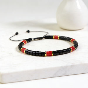 Newest Design Trendy Black & Red Natural Stone Crystal Gemstone Beaded <b>Adjustable</b> Women's Delicate <b>Bracelet</b> Valentine's Day Gift - Product Image 3
