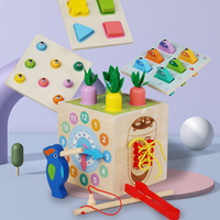 Boîte d'Intelligence Montessori 8-en-1 en Bois, Jouet d'Éveil pour Développer la Motricité Fine et Jeu de Récolte de Carottes