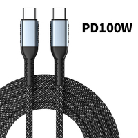 Câble de données tressé USB-C vers USB-C 100W 5A à charge rapide PD, longueur 2m, pour téléphones portables, tablettes et appareils iOS