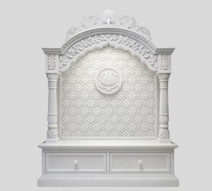 Premium Minimalist Lotus Carved Marble <b>Mandir</b> with Elegant Handcrafted Detailing and Serene Traditional Design - Product Image 1