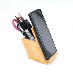 Wooden <b>Pen</b> Holder Bamboo Square Modern Simple Office Desktop Storage <b>Box</b> Natural Wood Color - Product Image 2