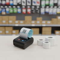 Printer Label & Struk Barcode Termal Mini 58mm Portabel dengan Bluetooth Nirkabel untuk Ponsel