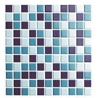 Mosaïque en verre de porcelaine miniature imperméable et antidérapante, bleu turquoise, pour bordure de piscine, spa, salle de bain, décoration murale