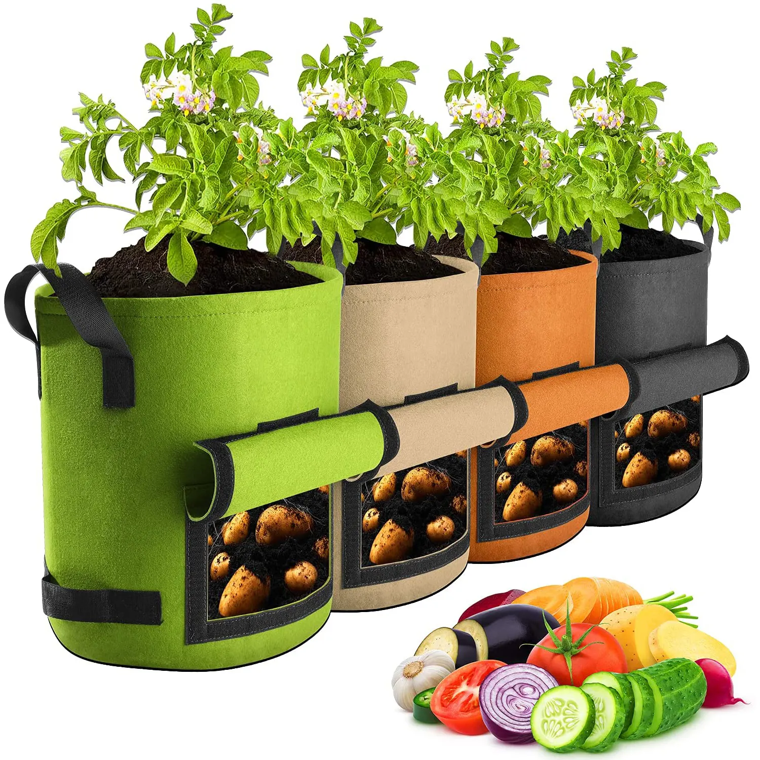 Bolsas de cultivo de patatas de 7 galones, Suntee contenedor de cultivo de plantas, bolsas de plantador de tela no tejida, bolsas de cultivo de verduras de jardín