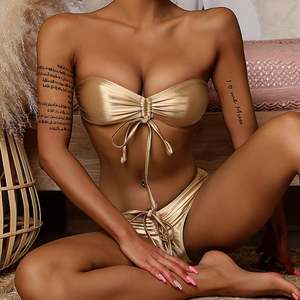 Dropshipping 2025 nuovo costume da bagno Bikini Sexy in tessuto colorato con seno spalmato e Modulare corda da bagno - Product Image 3