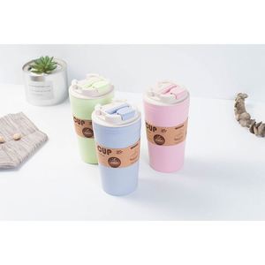 Tazas Reutilizables de Silicona de Doble Uso para Café y Té con Leche, Material de Paja de Trigo para Protección Contra Agua Hirviendo - Product Image 1