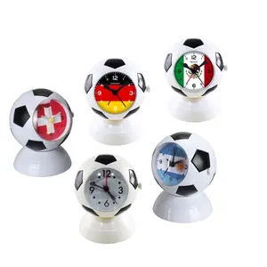 Персонализированные детские часы в форме футбольного мяча, будильник с лицом, забавные креативные настольные часы