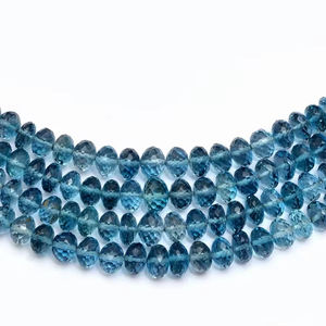 Perles de topaze de Londres AAA+ de 4 mm à 8 mm, facettées, rondes, naturelles, authentiques, fines, de couleur bleu topaze, pierres semi-précieuses pour la fabrication de bijoux - Product Image 1