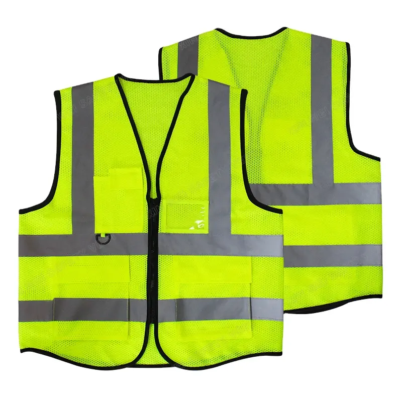 Gilet di sicurezza con cerniera his Vis Multi-tascabile traspirante in Mesh S-5XL con Logo personalizzato abbigliamento di sicurezza wrok da esterno