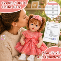 BAkwbwBY Poupée Reborn en Vinyle de 22'' Rose Scintillante, Robe de Princesse Adorable, Souriante, avec Biberon et Sucette pour Magasin de Jouets en Gros
