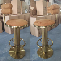 Tabouret de bar de levage or de décoration de maison de luxe tapisserie d'ameublement de velours chaise de barre haute pivotante de cuisine à la maison durable