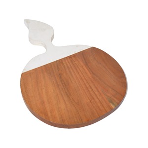 Tabla de cortar redonda de madera de acacia con mango pintado personalizado para pizza y tabla de pan tabla de cortar frutas y verduras - Product Image 2