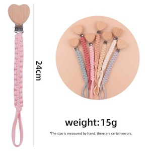 Tessuto <span class=keywords><strong>di</strong></span> cotone intrecciato a mano a forma <span class=keywords><strong>di</strong></span> cuore in legno manichino ciuccio clip per neonato allattare massaggiagengive stampato doccia 0-12 mesi - Product Image 3