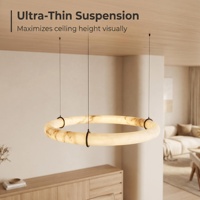 Lustre en albâtre naturel, LED, bronze antique, luminaire suspendu moderne, diamètre personnalisé pour salon, villa
