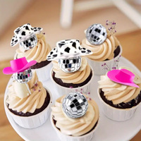 Décoration de gâteau en verre en forme de boule miroir, thème disco, fête d'anniversaire, style européen, 3 cm