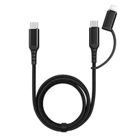 Cable de Carga Multiusos Tipo-C 2 en 1, 1m, Carga Rápida 3A, 480Mbps, Revestimiento de Nailon, Conectores de Aleación de Aluminio, Cable Trenzado para Auriculares IOS