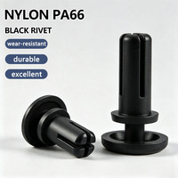 Rivet Plastik Nylon PA66 Hitam Solid, Pengikat Jepret, Rivet Ekspansi, Grade A, Diameter Kepala 1/2 inci, Grosir