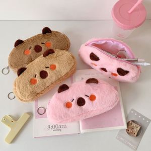 Fournitures scolaires, boîte à crayons en peluche avec fermeture éclair, trousse à crayons mignonne en forme de capybara, logo de marque personnalisé pour les adolescentes, les garçons, les étudiants, les collégiens - Product Image 2