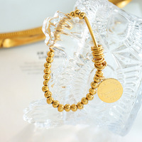 Bracelet de couple en perles rondes couleur or pour femme, style géométrique affirmé, fourniture de bijoux en gros