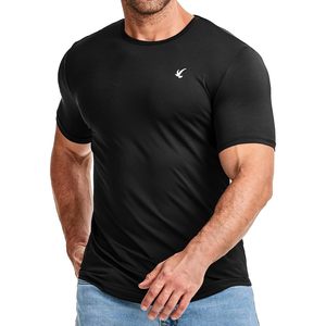 Camiseta Deportiva de Manga Corta para Hombre, Cuello Redondo, Secado Rápido, para Gimnasio y Entrenamiento, Negra, 100% Poliéster, Absorbe la Humedad - Product Image 1
