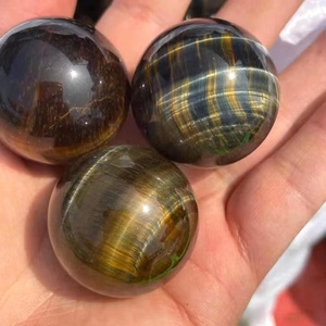 Boule de cristal en forme d'yeux de tigre, en vrac, naturel, spécial, couleur jaune, bleu, sphère de guérison - Product Image 3