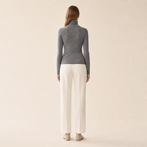 Maglione da <span class=keywords><strong>Donna</strong></span> in <span class=keywords><strong>Maglia</strong></span> a Collo Alto, Slim Fit, in Misto Cupro e Lana, Morbido e Basico, Personalizzabile OEM - Product Image 2
