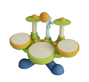 Juguetes de instrumentos musicales para bebés y niños pequeños Tambor multifuncional con instrumento musical Electrónico con luz de micrófono