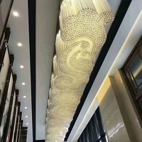 Lustre LED moderne de luxe pour grand hall d'hôtel, base en fer IP65, cristal avec CRI 95, garantie 5 ans, efficacité 110 Lm/W