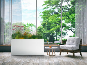 Pots de jardinières Pots d'arbre noirs en fibre de verre d'extérieur de grande taille Boîte de jardinière empilable de jardin surélevée longue - Product Image 2