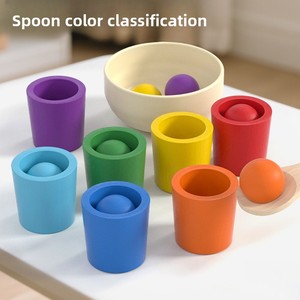 Juguete Educativo de Madera Montessori Transfronterizo: Vasos de Clasificación de Siete Colores para Entrenamiento de Concentración Infantil - Product Image 3
