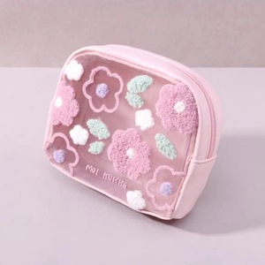 2027 New Design Cute Womens <b>Make</b> <b>up</b> Pouches Embroidery Flower Makeup Bag Clear Zipper Pouch Cosmetics Bags - Product Image 2