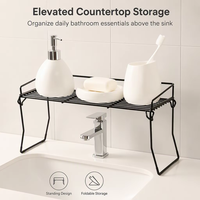 Étagère de rangement pliable pour lavabo de salle de bain, organisateur de comptoir en métal pour meuble-lavabo