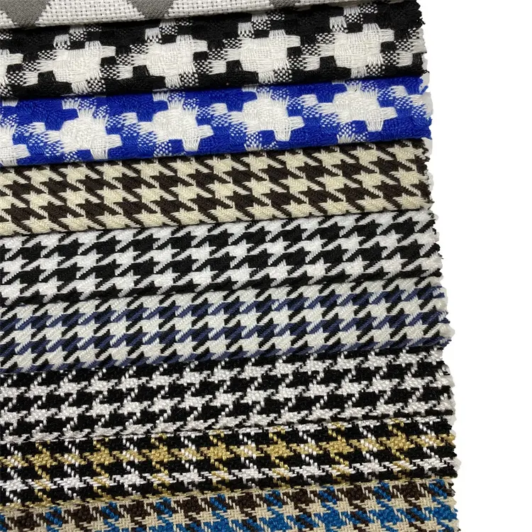 Cotton-Polyester Hỗn Hợp Houndstooth Mẫu Nhà Dệt Vải Hành Lý/Quần Áo Vải Jacquard