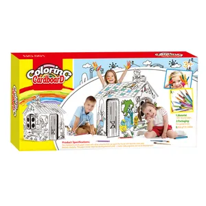 OEM Educational assemblare giocattoli di cartone di carta da colorare Doodle Big House nascondi e cerca la casa dei bambini in cartone