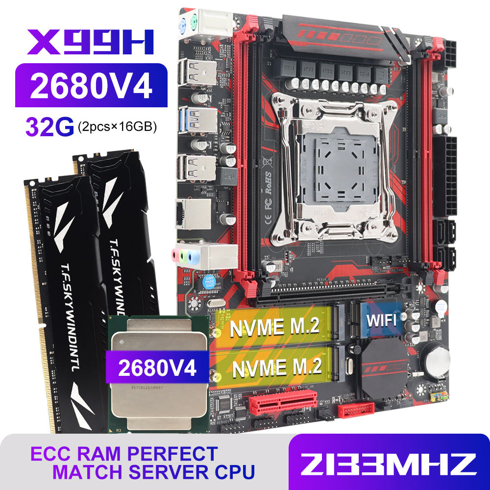 X99 Motherboard Kit Set with Xeon E5 2680 V4 CPU - 32GB DDR4