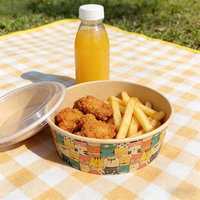 Contenants alimentaires jetables en papier kraft brun de qualité commerciale, bols à soupe chaude avec couvercles pour salades, fast-food, ramen
