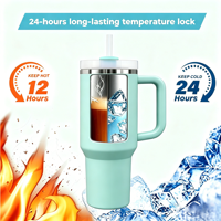 Gobelet isotherme en acier inoxydable de grande capacité 40 oz avec logo personnalisé, anti-fuite, pour le sport, avec poignée et couvercle