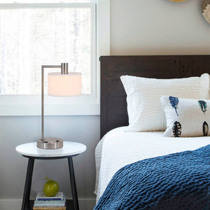 Đèn Bàn Sắt Cạnh Giường Hiện Đại Có Cổng USB Và Đèn Bàn Bằng Niken Chải Bóng Râm Cho Phòng Ngủ Và Văn Phòng - Product Image 4