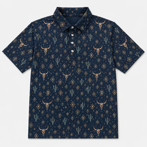 High Quality Western <b>Shirts</b> Men Cowboy Quick Dry Athletic Thin Height Elasticity <b>Vintage</b> Printing <b>Polo</b> Golf Men <b>Shirt</b> - Product Image 2