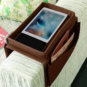 Organizador de reposabrazos de sofá de tela marrón para sala de estar bolsas de almacenamiento prácticas para decoración del hogar - Product Image 2