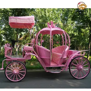 สีชมพูน่ารัก รถม้าไฟฟ้าที่สดชื่น นางฟ้าซินเดอเรลล่า โค้ชเวที ม้าแต่งงานที่น่าอัศจรรย์ รถม้า