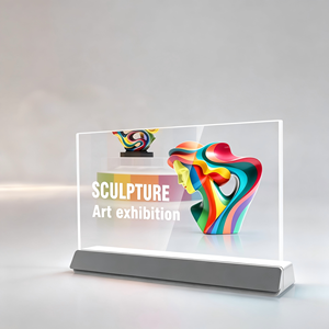Pantalla OLED <span class=keywords><strong>Transparente</strong></span> de 55 Pulgadas, Reproductor de Publicidad Digital, Gráficos Animados, Soporte de Piso Ajustable, Negro/Blanco, Interior - Product Image 1