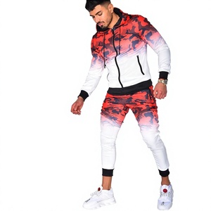 Men's Camo Print Hooded Tracksuit Set Zip Up Jacket Jogger Pants Hip Hop 2 Piece Outfit Sporty <b>leisurewear</b> for men - Product Image 1